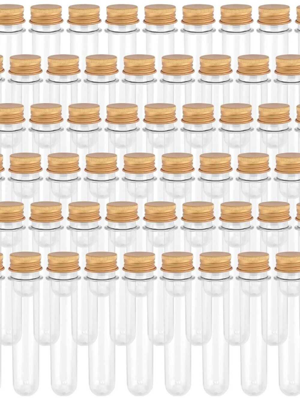 60 PCS 40ml Clear Plastic Test Tubes with Gold Caps, 140 x 25 mm Bath Salt Conta